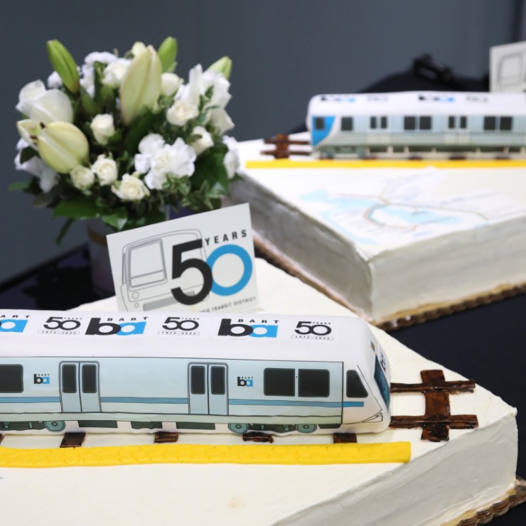 A BART-themed cake at the agency’s 50th Anniversary Celebration and Family Fun Festival on Sept. 10, 2022.