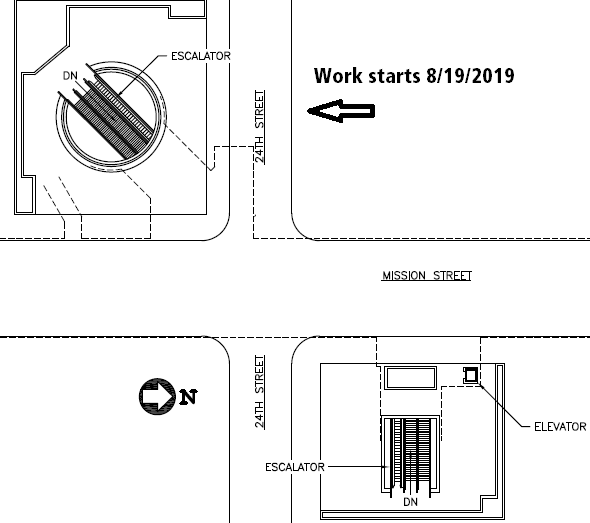 24th & Mission escalator map