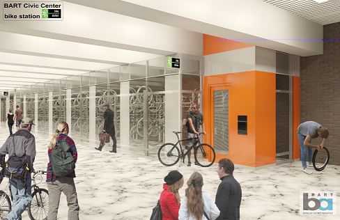 Computer rendering of bike station