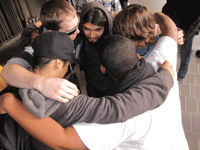 Bayhill students huddle