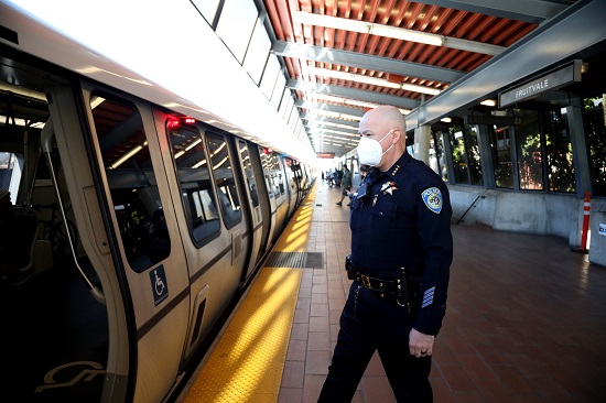 Chief Alvarez on one of his regular walkthroughs to listen to concerns of passengers 