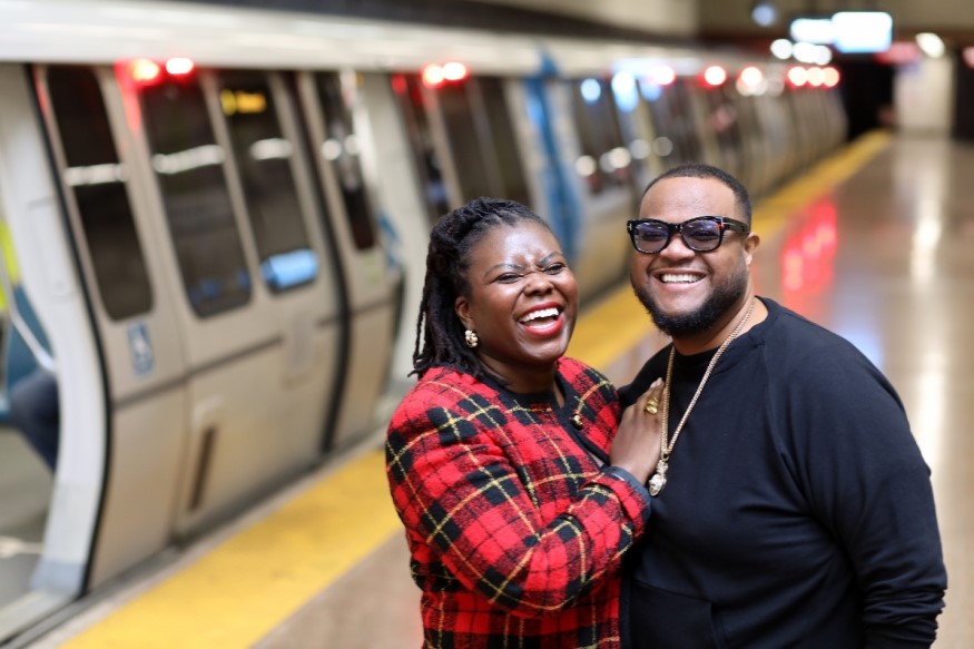 Crystal and George Matson pose at Lake Merritt Station in Oakland.