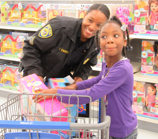 Sgt. Tanzanika Carter with shopper