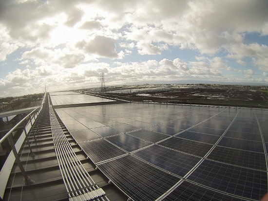 solar panels on roof of station