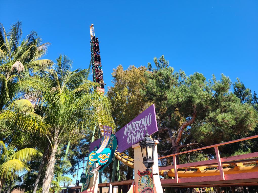 A photo of Montezooma's Revenge rollercoaster