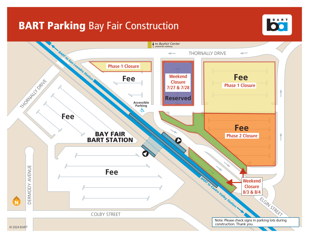 Bay Fair Station paving project in July and August 2024