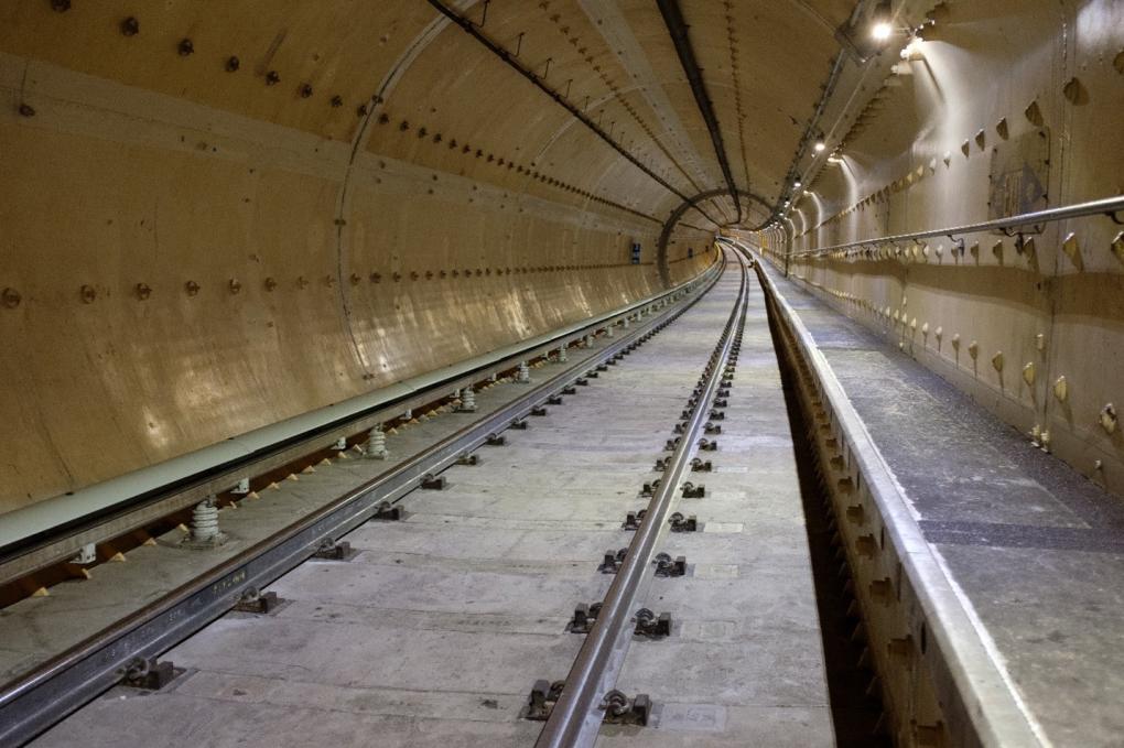 A photo of the completed retrofit inside the Tube.