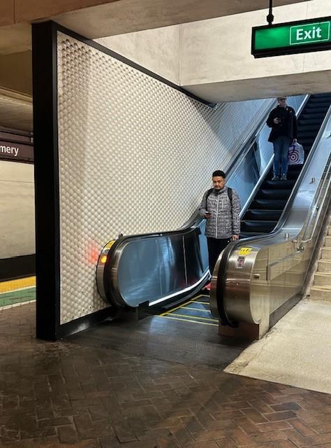 Newly opened platform escalator at Montgomery Station