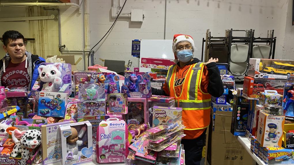 A photo from Mission Food Hub's toy giveaway at their warehouse in the Mission District.