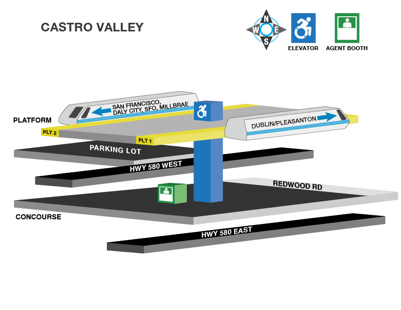 Castro Valley station accessible path